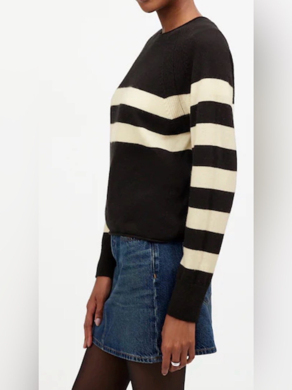 NWOT New Madewell Cashmere Raglan Sweater in Stripe - Picture 2 of 7